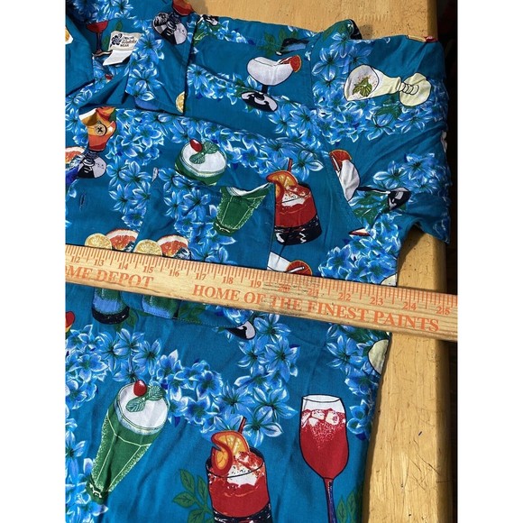 Cherokee Waikiki Wear Shirt Mixed Drinks Martini Hawaiian Mens SZ L 23.5pit2pit - Picture 6 of 7